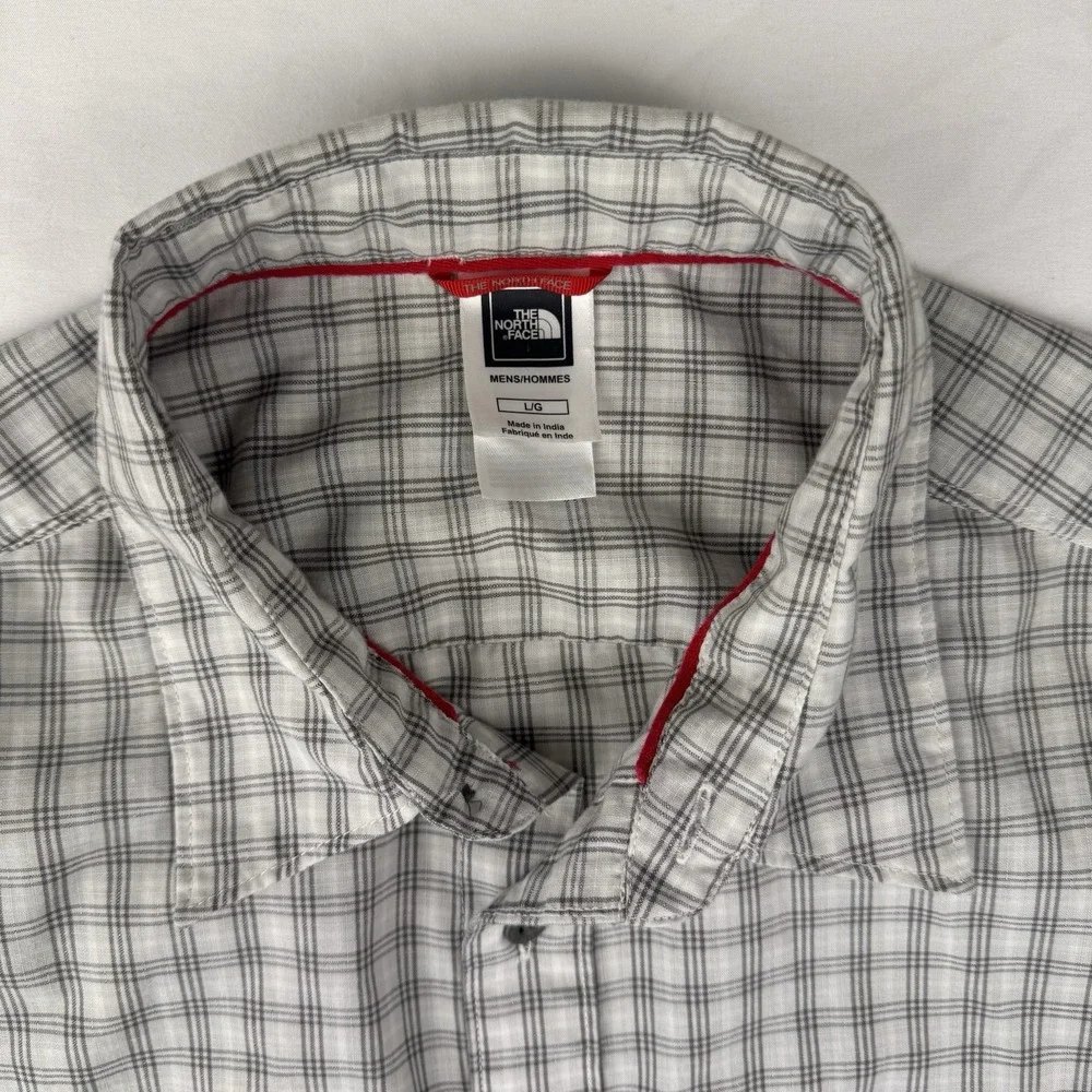 The North Face Shirt Mens Short Sleeve Shirt Hike Camp Outdoor Button Up Plaid L